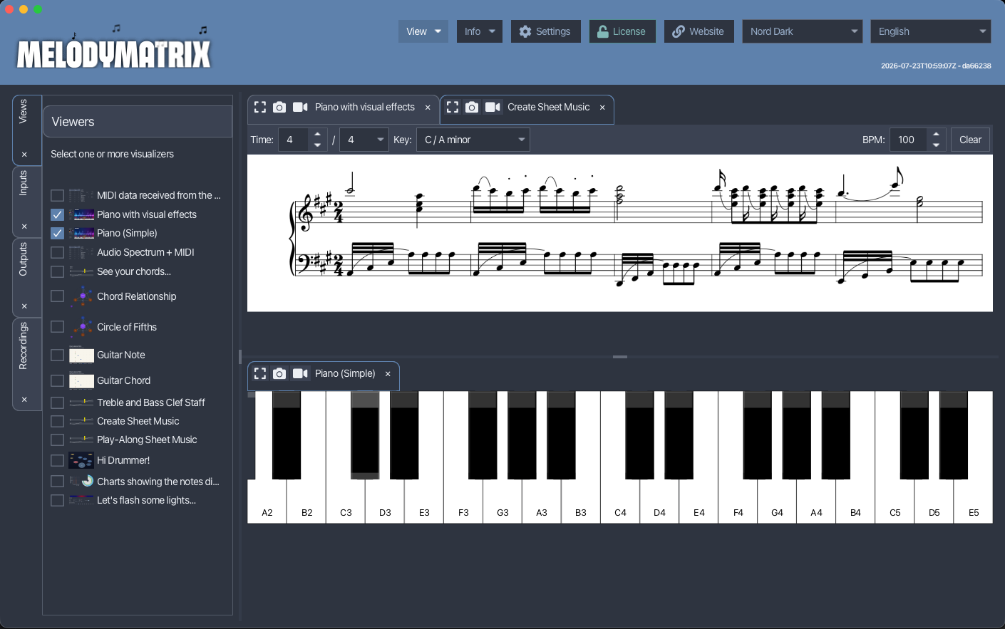 Sheetmusic4J strip view in MelodyMatrix